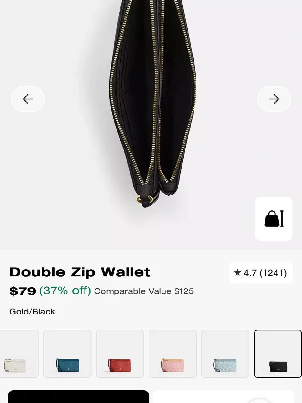 Coach Black Pebbled Leather Zip Wrist Pouch (Excellent Condition)